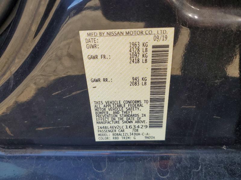 Продажа на аукционе авто 2020 Nissan Altima, vin: 1N4BL4EV2LC163429, номер лота: 56264696