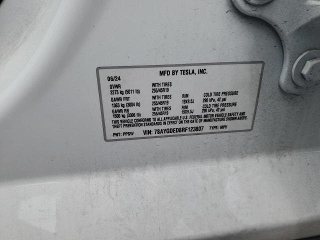 55854156 :رقم المزاد ، 7SAYGDED8RF123807 vin ، 2024 Tesla Model Y مزاد بيع
