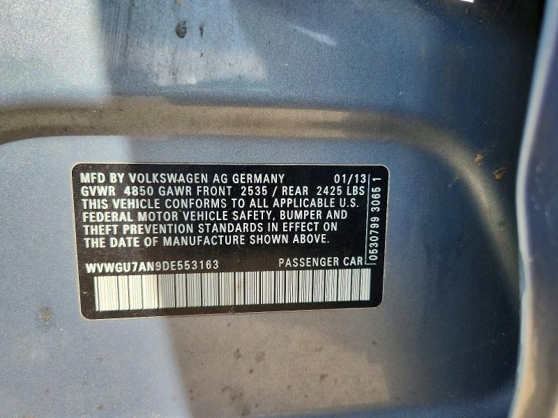 2013 Volkswagen Cc მანქანა იყიდება აუქციონზე, vin: WVWGU7AN9DE553163, აუქციონის ნომერი: 56286866