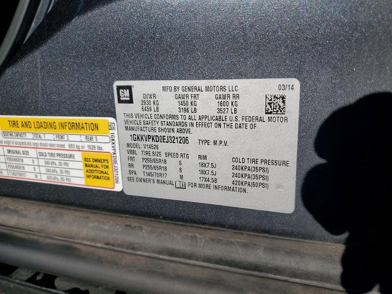 Aukcja sprzedaży 2014 Gmc Acadia, vin: 1GKKVPKD0EJ321206, numer aukcji: 57394026
