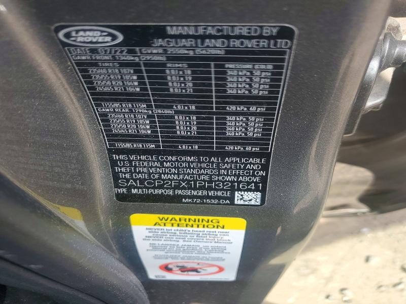 2023 Land Rover Discovery Sport მანქანა იყიდება აუქციონზე, vin: SALCP2FX1PH321641, აუქციონის ნომერი: 56467136