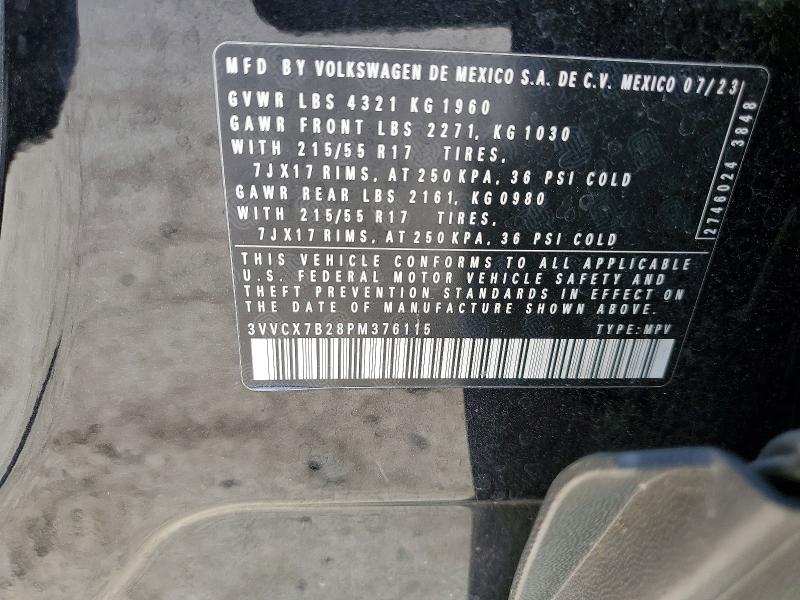 Aukcja sprzedaży 2023 Volkswagen Taos, vin: 3VVCX7B28PM376115, numer aukcji: 55656896