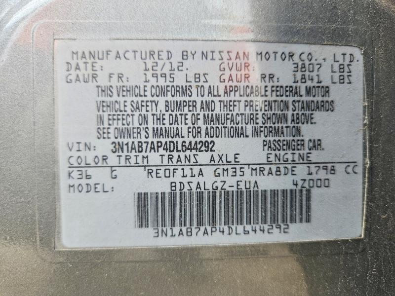58269186 :رقم المزاد ، 3N1AB7AP4DL644292 vin ، 2013 Nissan Sentra مزاد بيع
