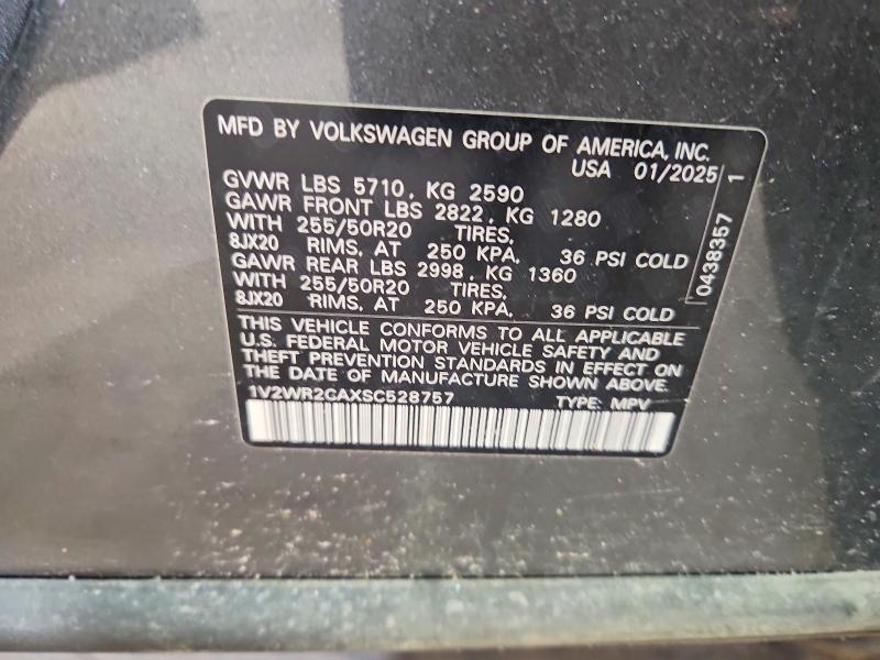 2025 Volkswagen Atlas მანქანა იყიდება აუქციონზე, vin: 1V2WR2CAXSC528757, აუქციონის ნომერი: 56938656