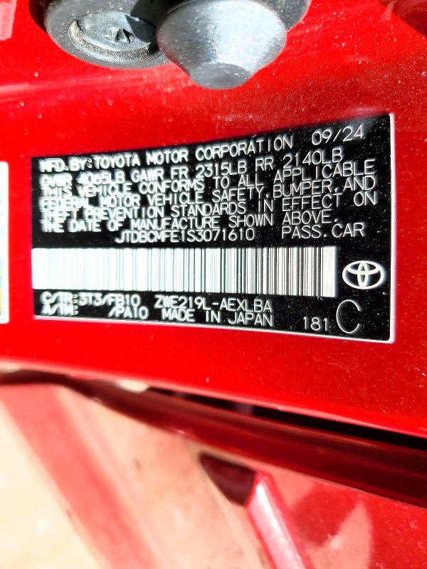 Продажа на аукционе авто 2025 Toyota Corolla Hybrid, vin: JTDBCMFE1S3071610, номер лота: 57167756
