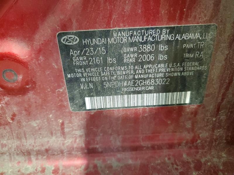 Aukcja sprzedaży 2016 Hyundai Elantra, vin: 5NPDH4AE2GH683022, numer aukcji: 57863046