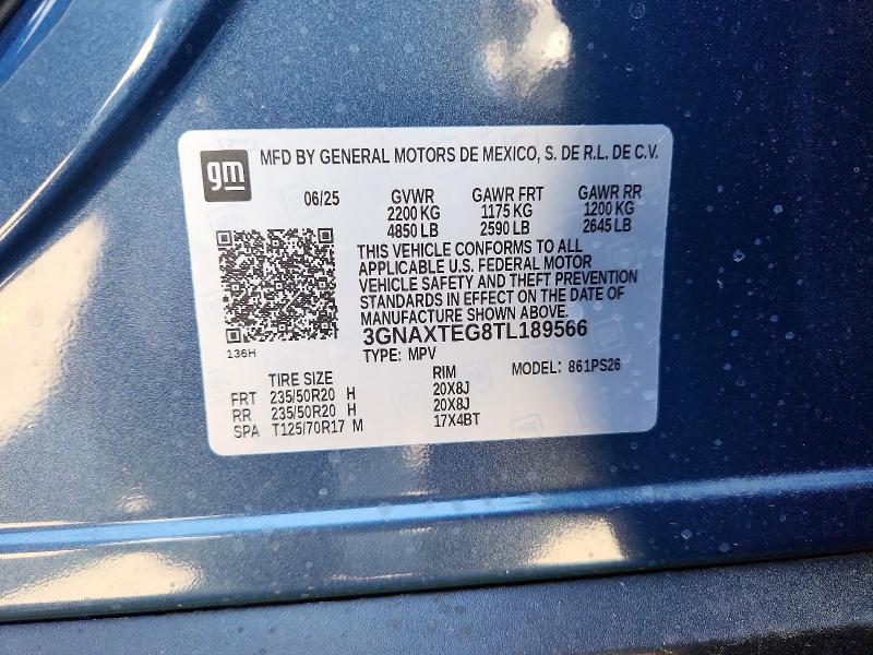 Продаж на аукціоні авто 2026 Chevrolet Equinox, vin: 3GNAXTEG8TL189566, номер лоту: 57324356