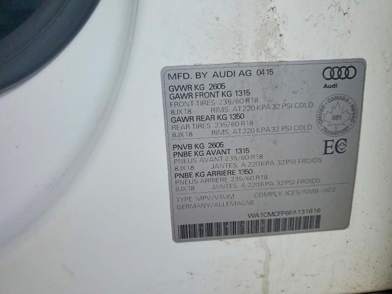 Aukcja sprzedaży 2015 Audi Q5, vin: WA1CMCFP6FA131616, numer aukcji: 56390206