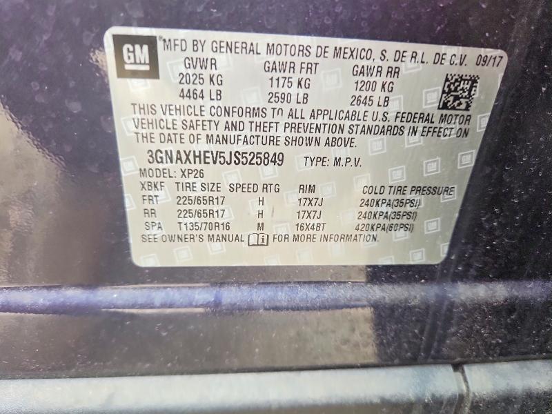 2018 Chevrolet Equinox მანქანა იყიდება აუქციონზე, vin: 3GNAXHEV5JS525849, აუქციონის ნომერი: 56612406