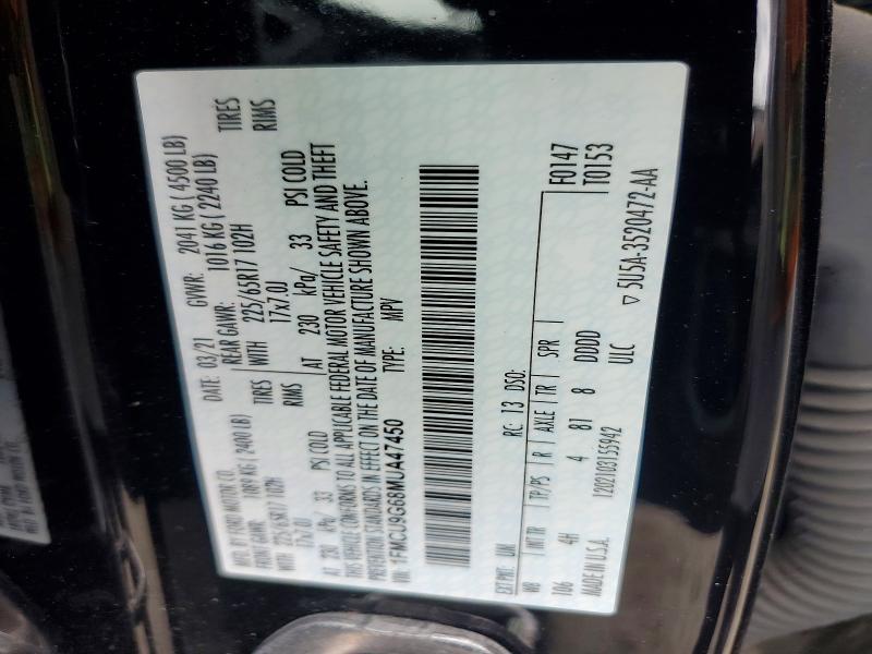 Продаж на аукціоні авто 2021 Ford Escape, vin: 1FMCU9G68MUA47450, номер лоту: 56220116