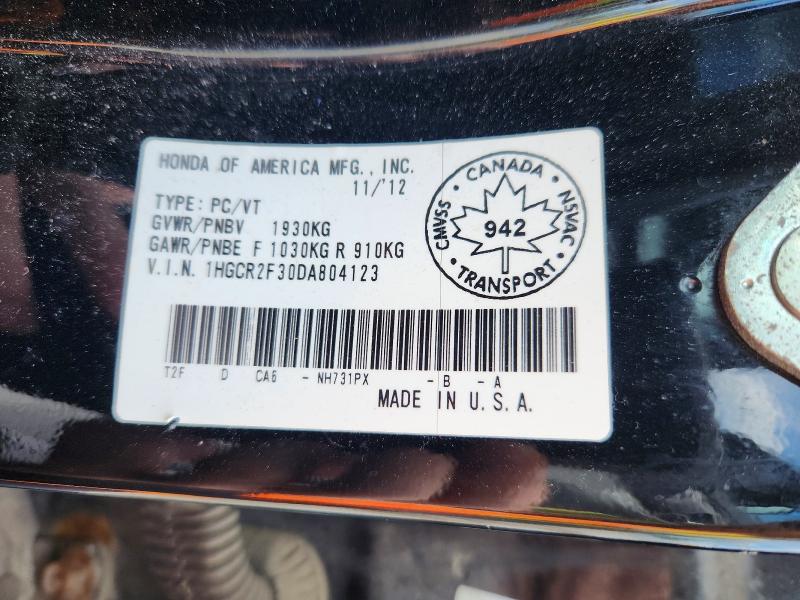 2013 Honda Accord მანქანა იყიდება აუქციონზე, vin: 1HGCR2F30DA804123, აუქციონის ნომერი: 57299096