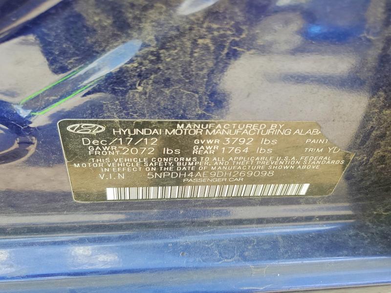 Продаж на аукціоні авто 2013 Hyundai Elantra, vin: 5NPDH4AE9DH269098, номер лоту: 57207656