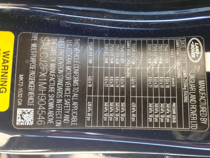 Продажа на аукционе авто 2021 Land Rover Discovery Sport, vin: SALCJ2FX1MH904546, номер лота: 58385496