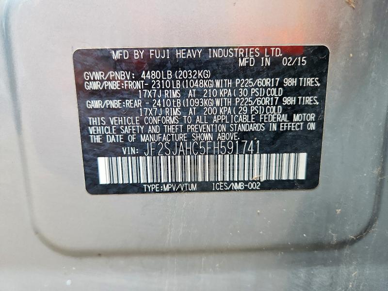 55737016 :رقم المزاد ، JF2SJAHC5FH591741 vin ، 2015 Subaru Forester مزاد بيع
