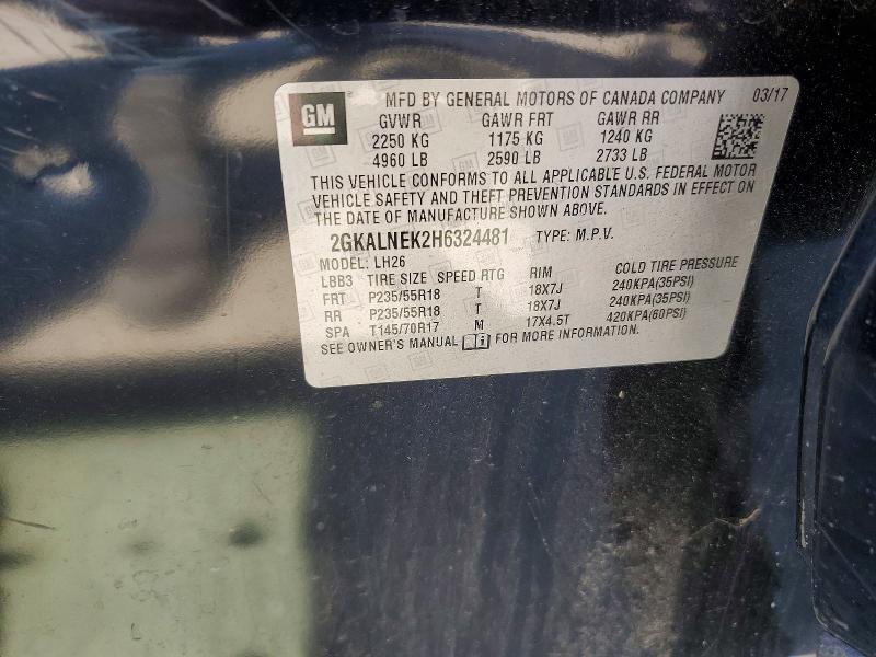 Aukcja sprzedaży 2017 Gmc Terrain, vin: 2GKALNEK2H6324481, numer aukcji: 56096906
