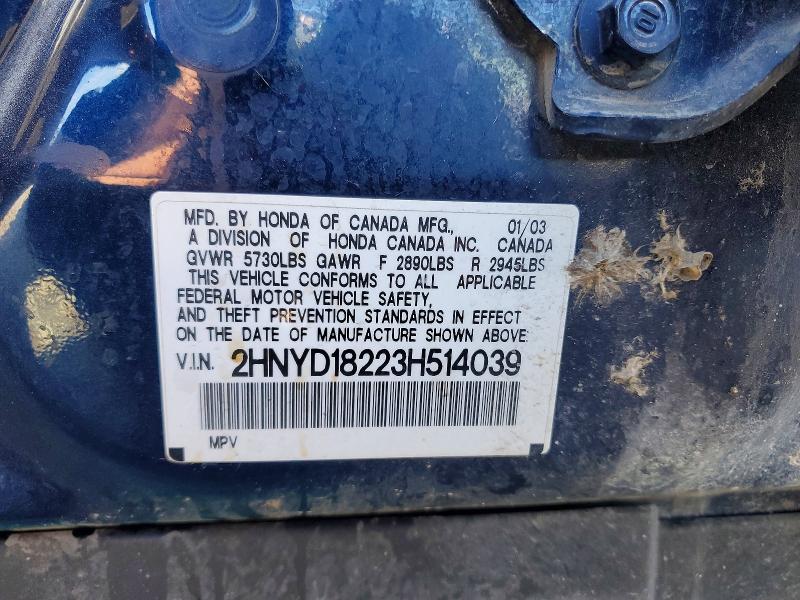 Aukcja sprzedaży 2003 Acura Mdx, vin: 2HNYD18223H514039, numer aukcji: 97685375