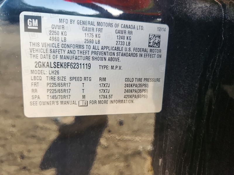 2015 Gmc Terrain მანქანა იყიდება აუქციონზე, vin: 2GKALSEK8F6231119, აუქციონის ნომერი: 58457966
