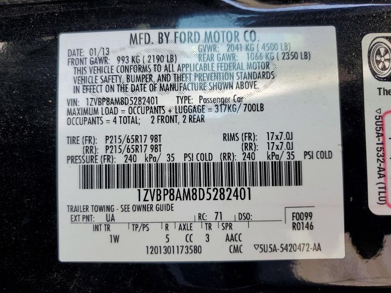55636786 :رقم المزاد ، 1ZVBP8AM8D5282401 vin ، 2013 Ford Mustang مزاد بيع