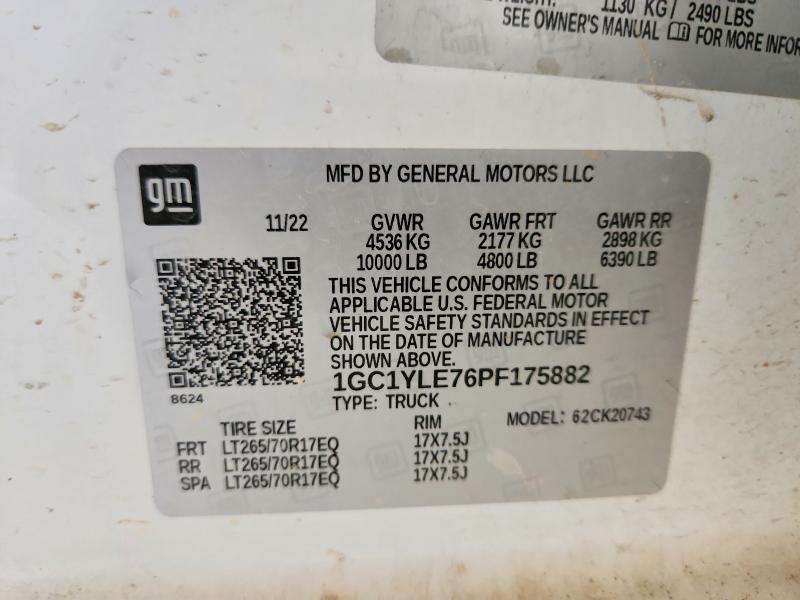 59190276 :رقم المزاد ، 1GC1YLE76PF175882 vin ، 2023 Chevrolet Silverado مزاد بيع