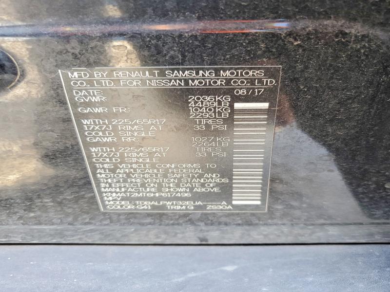 2017 Nissan Rogue მანქანა იყიდება აუქციონზე, vin: KNMAT2MT6HP617496, აუქციონის ნომერი: 57021646