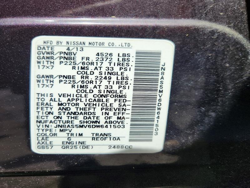 Продаж на аукціоні авто 2013 Nissan Rogue, vin: JN8AS5MV6DW641503, номер лоту: 56279746