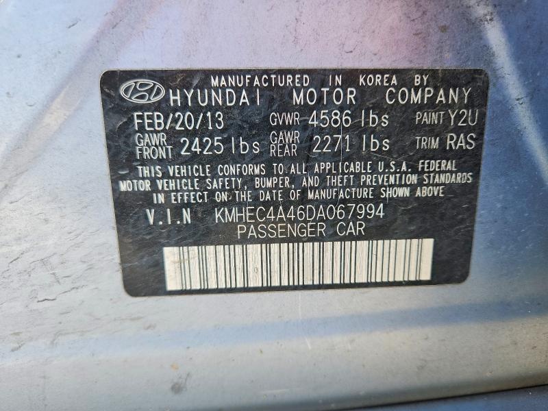 58444276 :رقم المزاد ، KMHEC4A46DA067994 vin ، 2013 Hyundai Sonata مزاد بيع