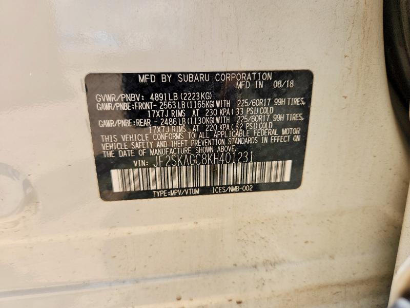Aukcja sprzedaży 2019 Subaru Forester, vin: JF2SKAGC8KH401231, numer aukcji: 59017026