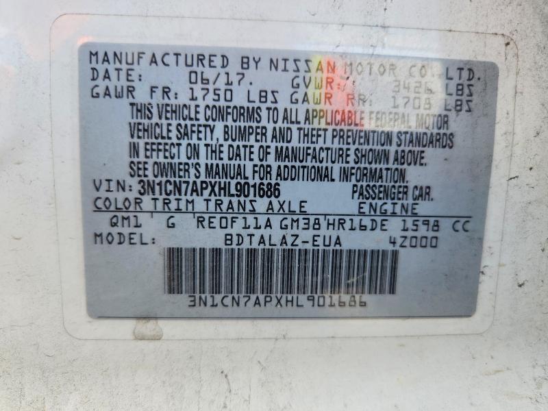 Aukcja sprzedaży 2017 Nissan Versa, vin: 3N1CN7APXHL901686, numer aukcji: 56752296