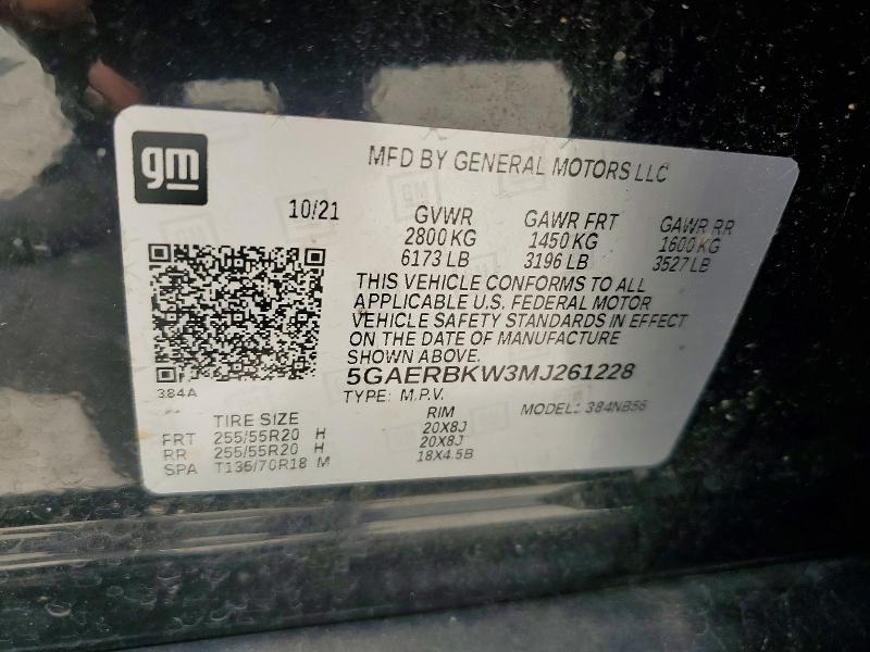 Продаж на аукціоні авто 2021 Buick Enclave, vin: 5GAERBKW3MJ261228, номер лоту: 55440626