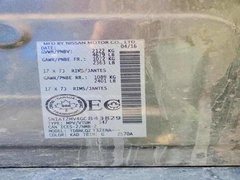 Продажа на аукционе авто 2016 Nissan Rogue, vin: 5N1AT2MV4GC843829, номер лота: 57023456
