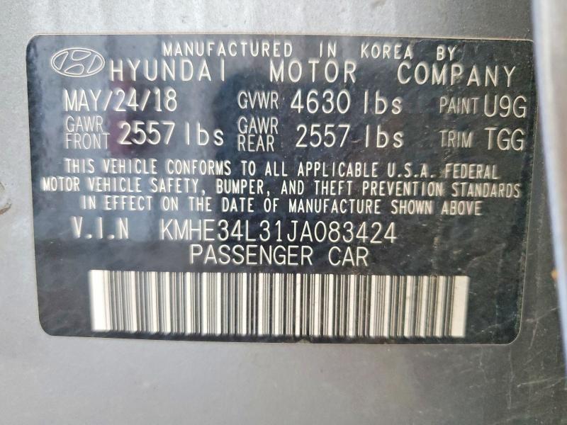 Продажа на аукционе авто 2018 Hyundai Sonata Hybrid, vin: KMHE34L31JA083424, номер лота: 56886246