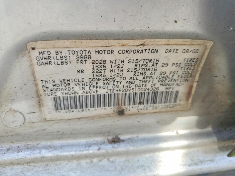 Продаж на аукціоні авто 2001 Toyota Rav4, vin: JTEHH20V510024326, номер лоту: 57497306