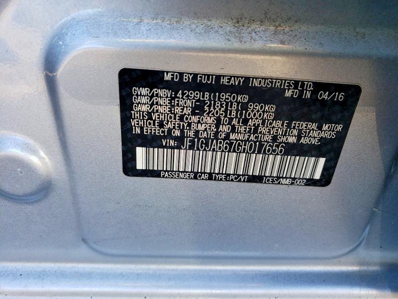 Aukcja sprzedaży 2016 Subaru Impreza, vin: JF1GJAB67GH017656, numer aukcji: 56808136