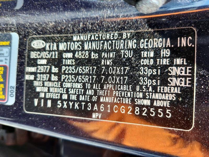 Продажа на аукционе авто 2012 Kia Sorento, vin: 5XYKT3A61CG282555, номер лота: 56286466