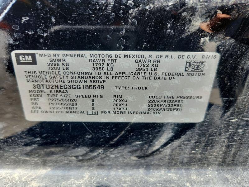 2016 Gmc Sierra მანქანა იყიდება აუქციონზე, vin: 3GTU2NEC3GG186649, აუქციონის ნომერი: 57406976