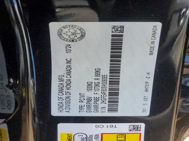 Aukcja sprzedaży 2025 Honda Civic, vin: 2HGFE4F80SH008065, numer aukcji: 56232476