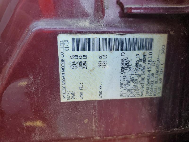 55476236 :رقم المزاد ، 1N4BL2AP0AN452810 vin ، 2010 Nissan Altima مزاد بيع