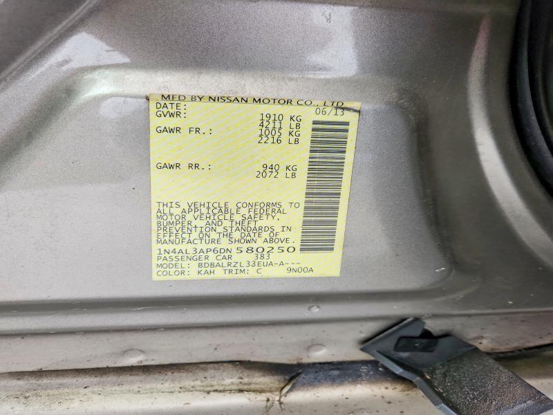 2013 Nissan Altima მანქანა იყიდება აუქციონზე, vin: 1N4AL3AP6DN580250, აუქციონის ნომერი: 57700106