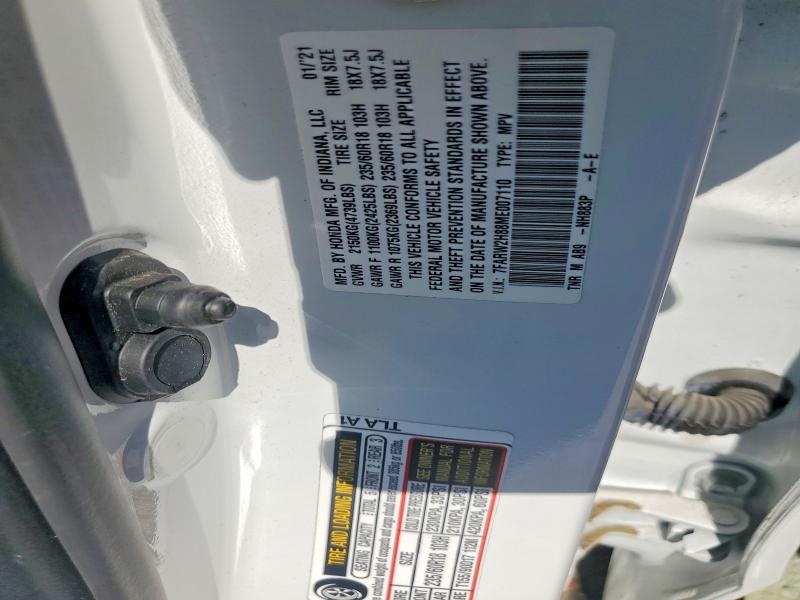 2021 Honda Cr-v მანქანა იყიდება აუქციონზე, vin: 7FARW2H88ME007110, აუქციონის ნომერი: 56145626