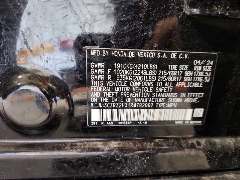 57074036 :رقم المزاد ، 3CZRZ2H31RM782062 vin ، 2024 Honda Hr-v مزاد بيع