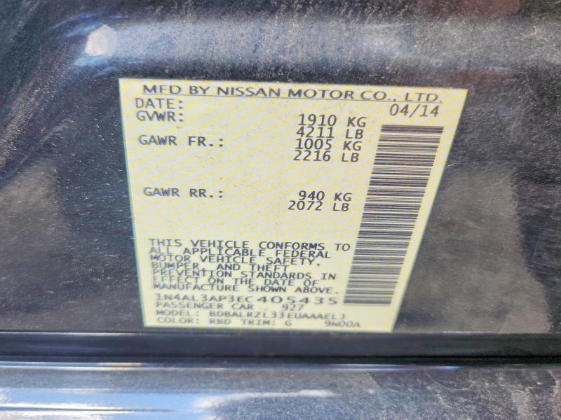 Aukcja sprzedaży 2014 Nissan Altima, vin: 1N4AL3AP3EC405435, numer aukcji: 55866086