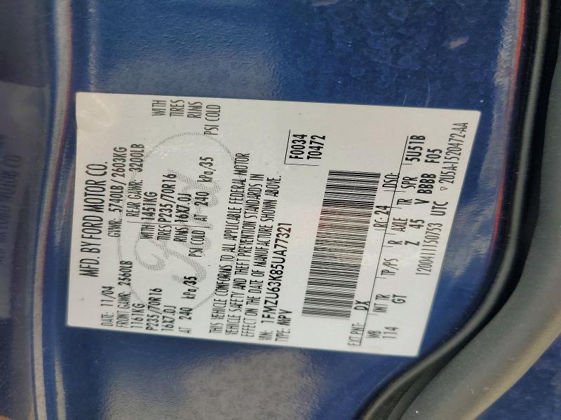 52055526 :رقم المزاد ، 1FMZU63K85UA77321 vin ، 2005 Ford Explorer مزاد بيع
