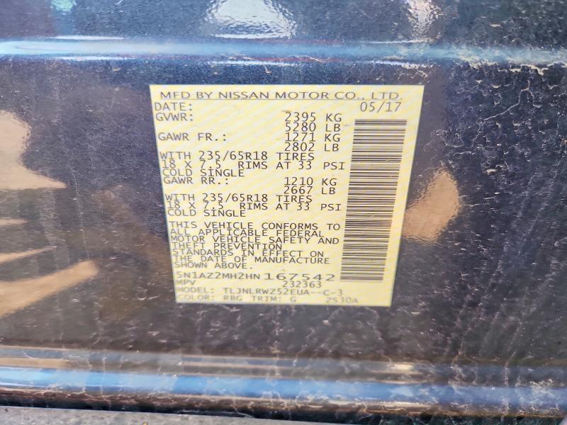 Aukcja sprzedaży 2017 Nissan Murano, vin: 5N1AZ2MH2HN167542, numer aukcji: 56351196