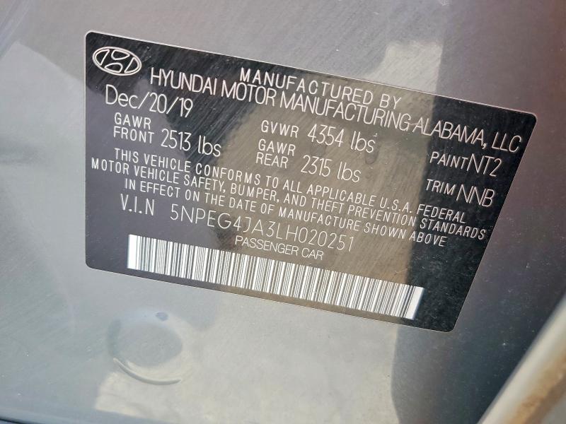 Auction sale of the 2020 Hyundai Sonata, vin: 5NPEG4JA3LH020251, lot number: 56585626
