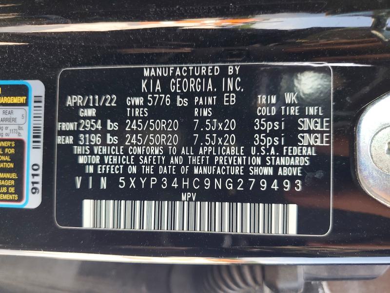 Aukcja sprzedaży 2022 Kia Telluride, vin: 5XYP34HC9NG279493, numer aukcji: 57841036