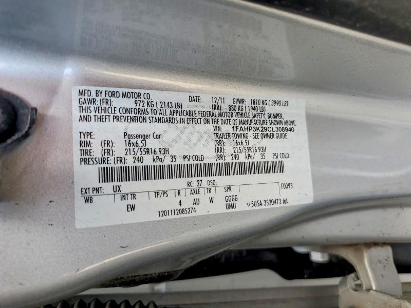 57436616 :رقم المزاد ، 1FAHP3K29CL308940 vin ، 2012 Ford Focus مزاد بيع
