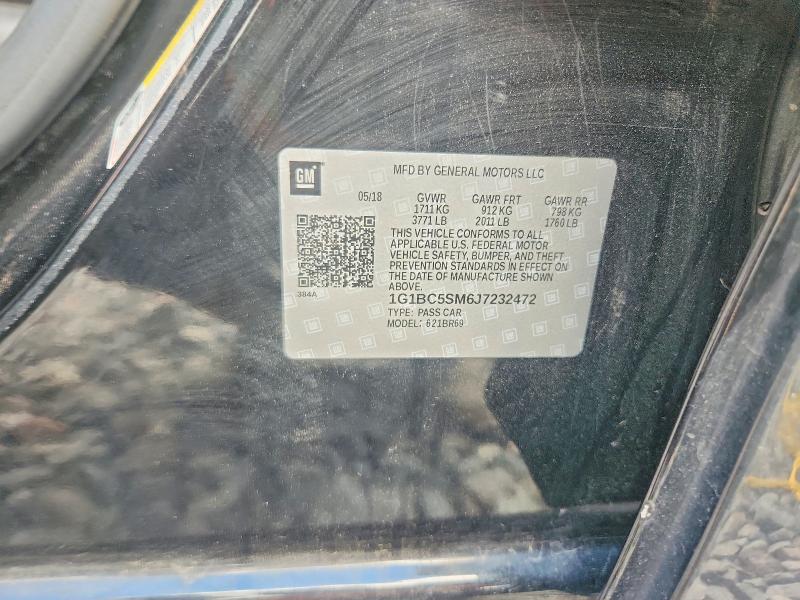 57893576 :رقم المزاد ، 1G1BC5SM6J7232472 vin ، 2018 Chevrolet Cruze مزاد بيع
