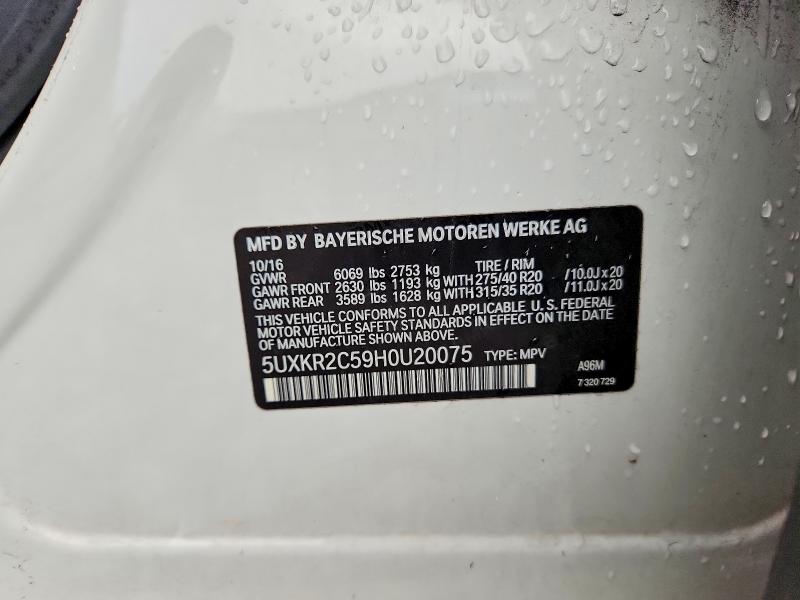 Aukcja sprzedaży 2017 Bmw X5, vin: 5UXKR2C59H0U20075, numer aukcji: 56393416