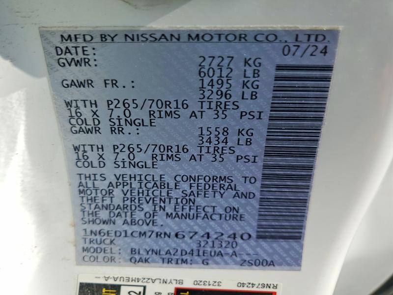 Aukcja sprzedaży 2024 Nissan Frontier, vin: 1N6ED1CM7RN674240, numer aukcji: 57486656