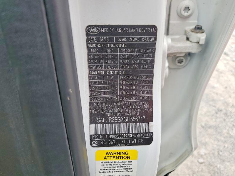 Продажа на аукционе авто 2016 Land Rover Discovery Sport, vin: SALCR2BGXGH556717, номер лота: 56891326